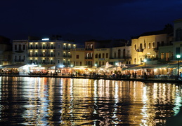 Hania harbor at night